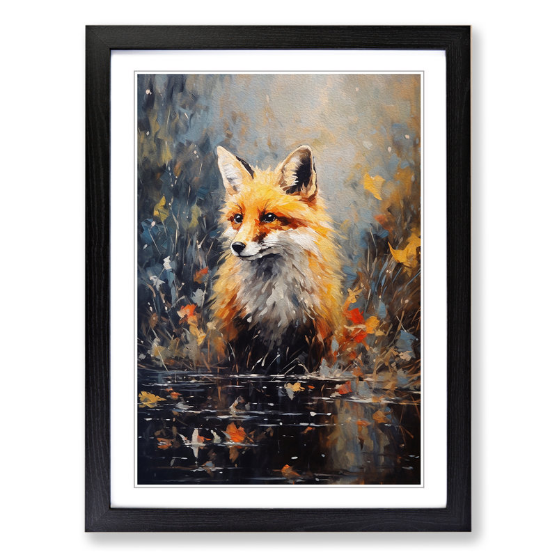 Fox Impressionism - Framed Print, 46cm H x 34cm W, Black Framed