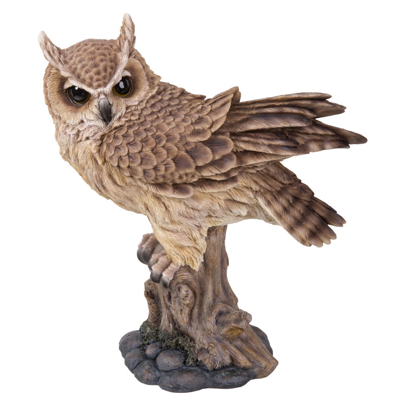 Large Brown Polyresin Long Eared Owl Statue