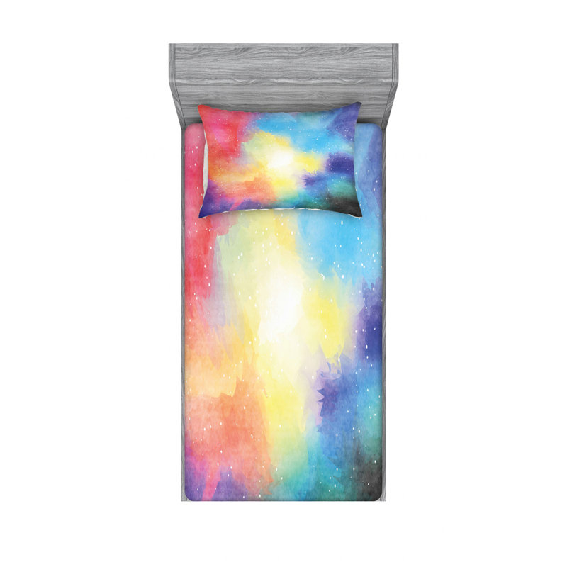 Microfiber Abstract Sheet Set, Twin Sheet Set with Fitted Sheet