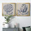 Indigo floral sur lin III - ensemble de 2 impressions d'art encadrées-2067258840-2067258841-2137722501
