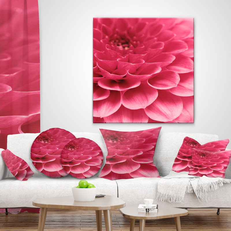Pétales de fleurs roses abstraites - coussin à imprimé floral, 16 po x 1 po, Floral 2