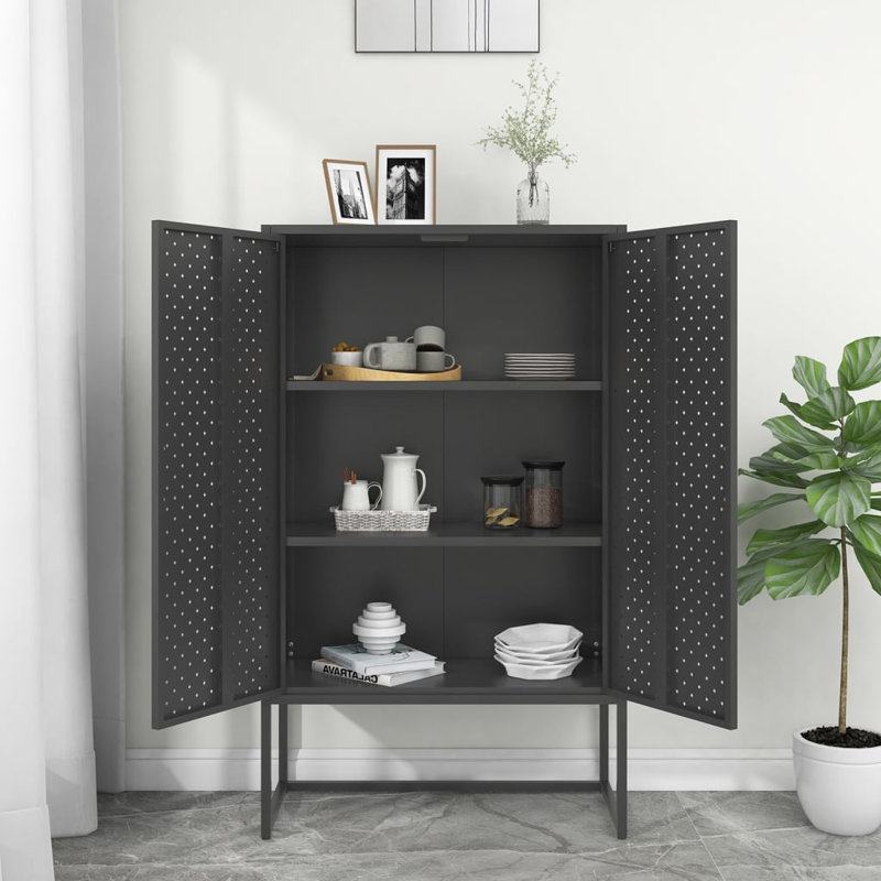Latitude Run® Storage Cabinet Sideboard Cabinet for Entryway Bedroom Office Steel, Anthracite