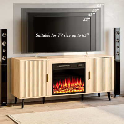 Midcentury Modern TV Stand with 23-Inch Fireplace