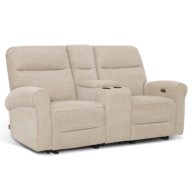 Endrik 78.3" Width zero clearance recliner  Power Reclining Loveseat with Console, for Small Spaces Living Room and RV, Beige