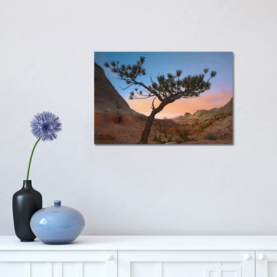 Lone Pine Tree with East and West Temples in the Background 1 Piece Wrapped Canvas Wall Art