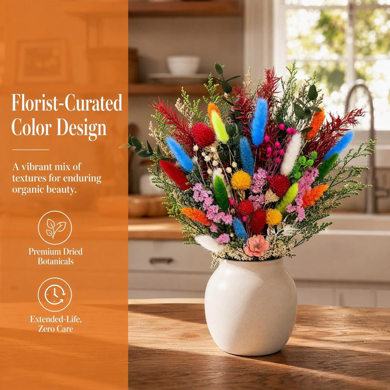 Bouquet de fleurs séchées - arrangement coloré de fleurs sauvages de style bohème pour la décoration intérieure