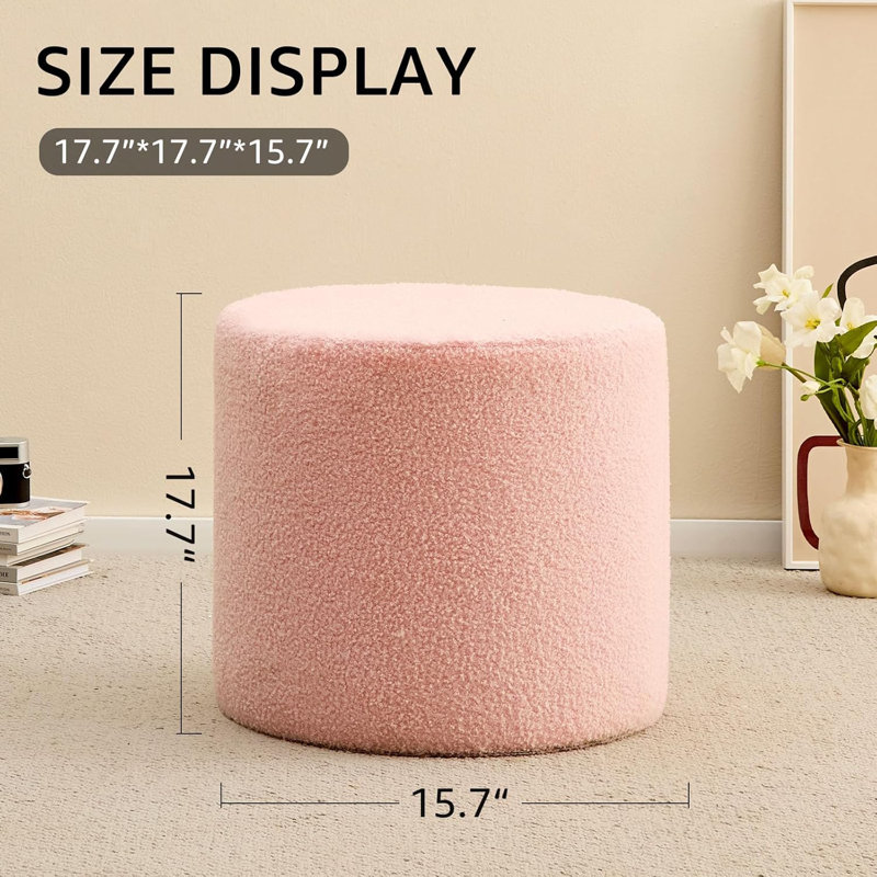 Upholstered Pouf, Pink