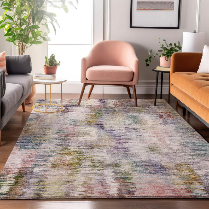 Premium Machine Washable Prisco Plum Rug, Rectangle 8' x 10'