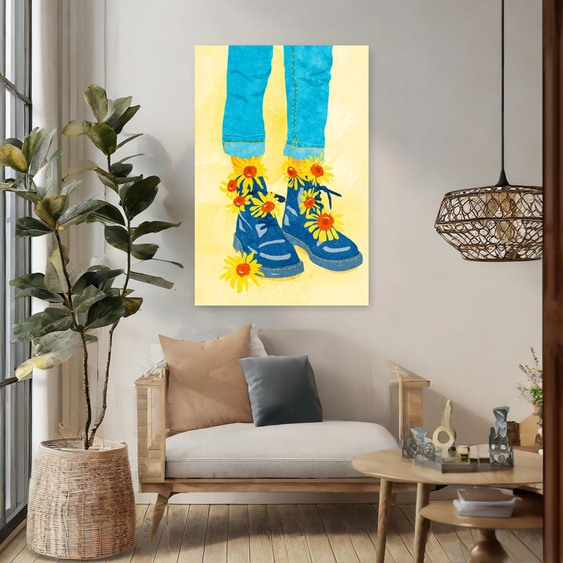 Art contemporain contemporain abstrait coloré et tournesol, H 48 po x l 32 po