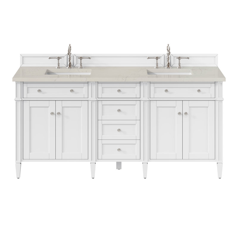 Meuble-lavabo double l 72 po Dussault, Blanc brillant, 8 po, Sibérien