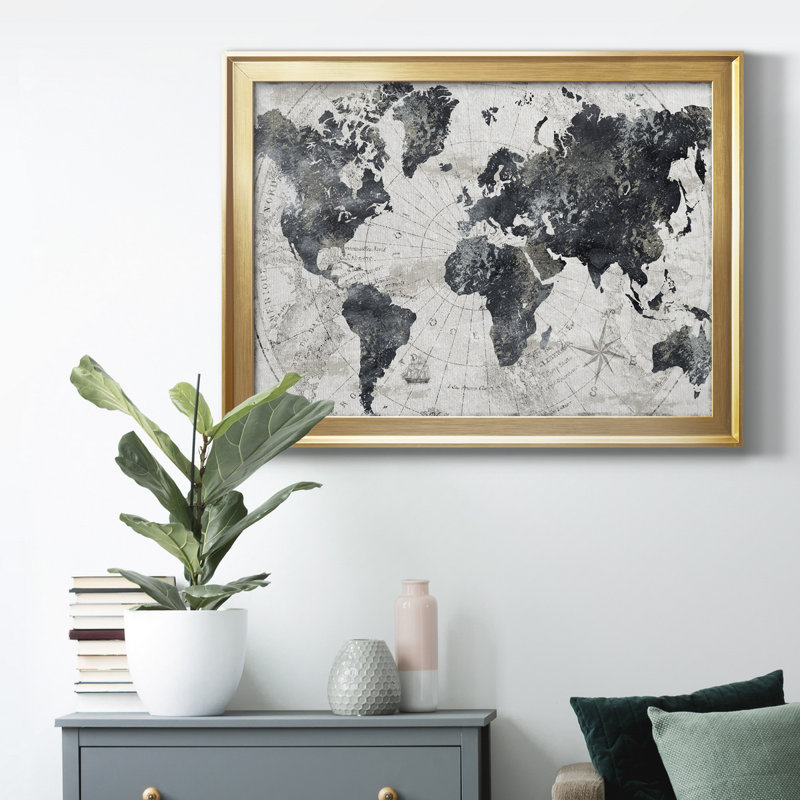 «Modern Atlas», cadre photo, impression sur toile, Or, H 22,5 po x l 30,5 po x P 1 po