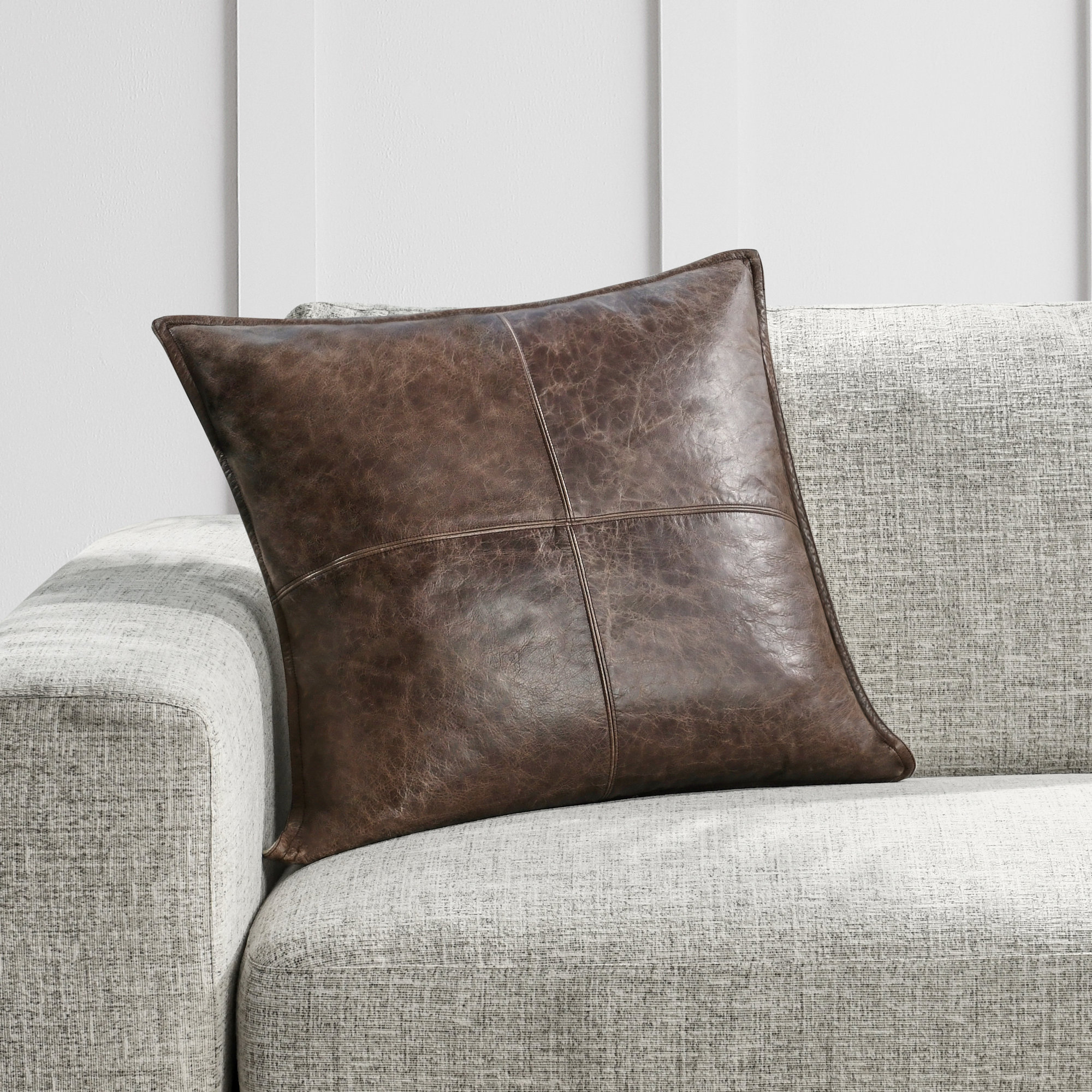 Cutler Throw Pillow, Chocolate Brown, Square 22"