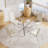 Kaizlyn Modern Round Glass Dining Table for 4-6 People, Clear Tempered Glass Top, Metal Cross Base, Round Kitchen Table for Dining Room, Circular Table for Small Space-876951156-876951144