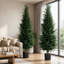 2 Packs 90 cm Artificial cypress tree with plastic pots-135948701