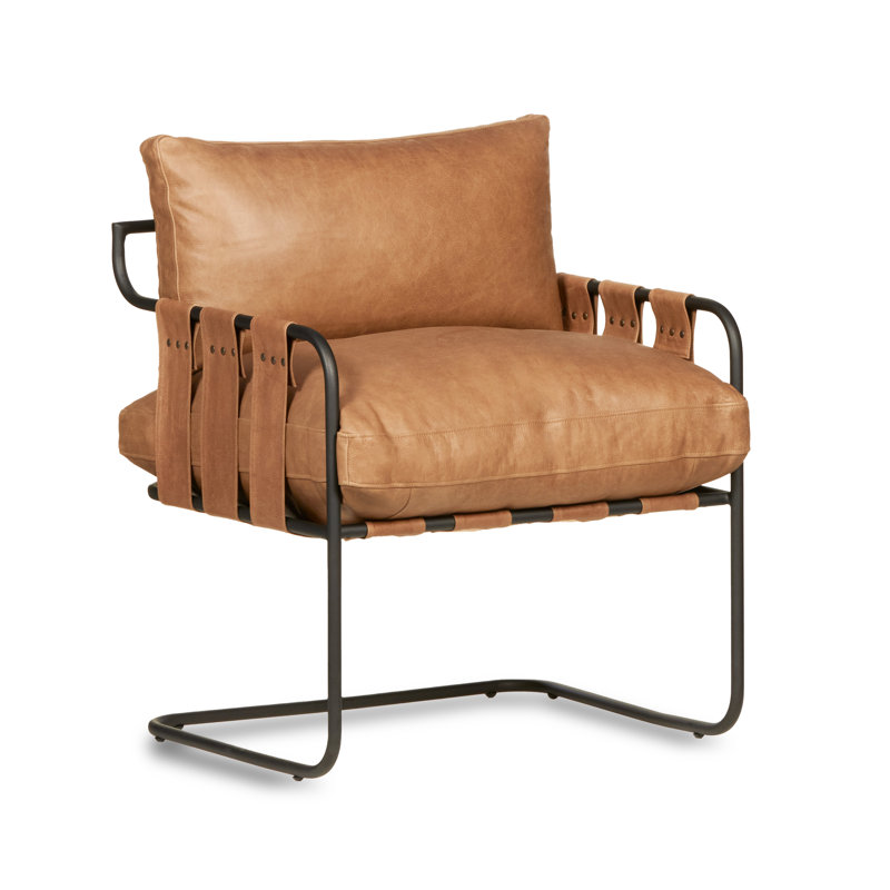 Fauteuil Toluca, Cuir véritable brun clair