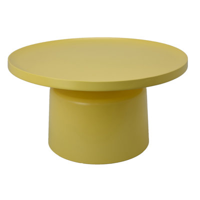 Lumia Plant Stand, Yellow Metal, Minimalist Round Top, 28 Inch