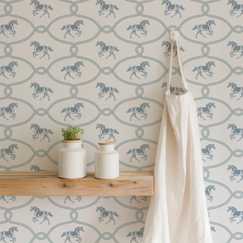 Rider's Knot - Wallpaper, Non-Pasted, Faded Denim, Paper