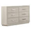 Commode 1 pièce à 6 tiroirs gris clair en acacia massif