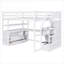 Lit mezzanine pleine grandeur pour petite chambre en pin massif blanc avec bureau intégré et rangement intégré-129382195-129382194