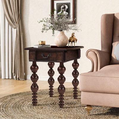 Calvera Vintage End Table With Storage Drawer