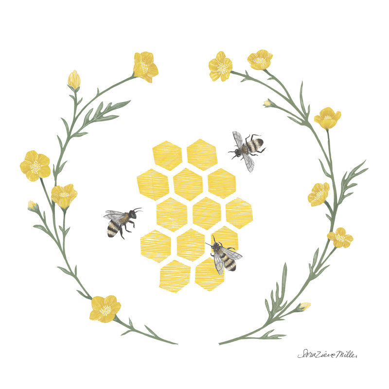 Happy to Bee Home III - jaune, H 20 po x l 20 po