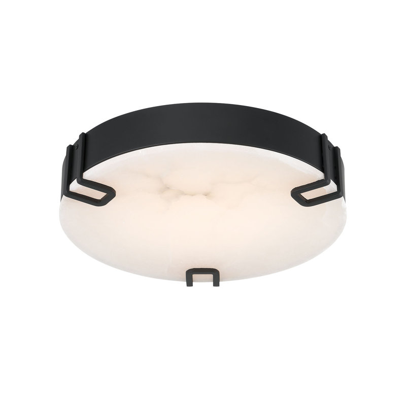 Noga, plafonnier encastré, albâtre, H 2,25 po x l 16 po x P 16 po, Noir mat