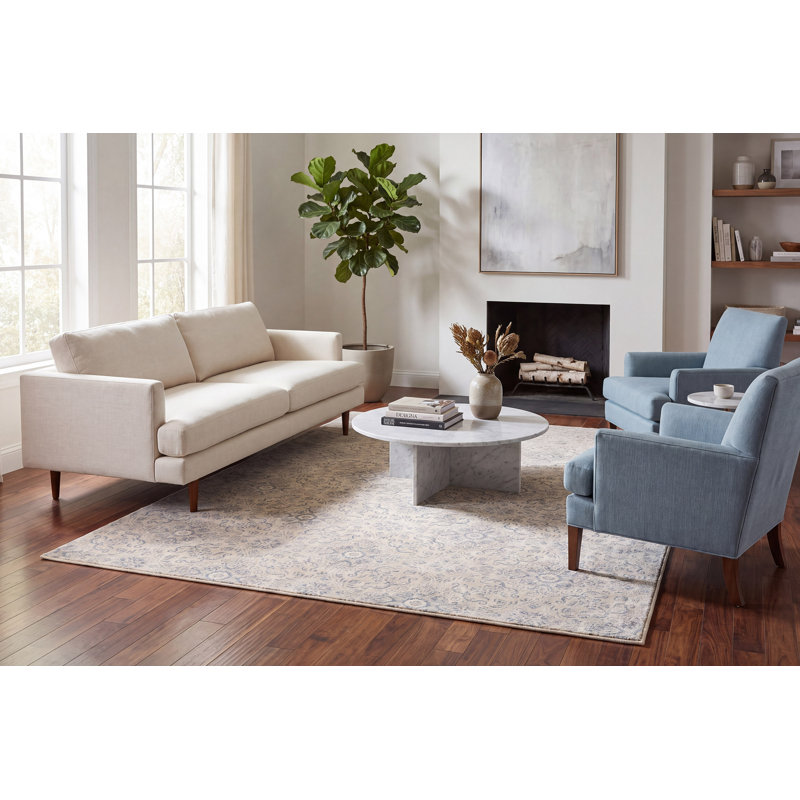 Tapis oriental argenté / gris Attell, Rectangle 9 pi 2 po x 12 pi 10 po