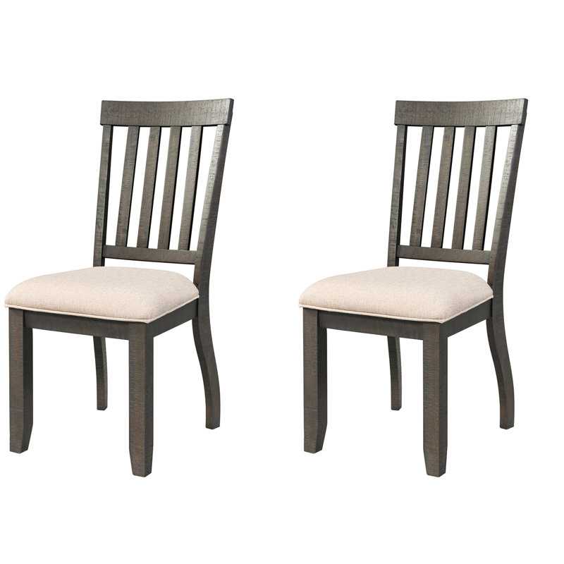 Kalysia Linen Upholstered Side Chair, Brown/Dark Ash