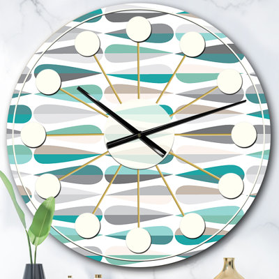 Retro Abstract Drops III - Mid-Century Modern wall clock