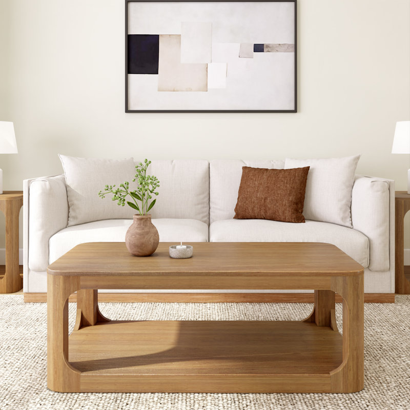 Jasmarie 4 Legs Coffee Table with Storage, 17.75" H x 48" L x 24" W, Pecan