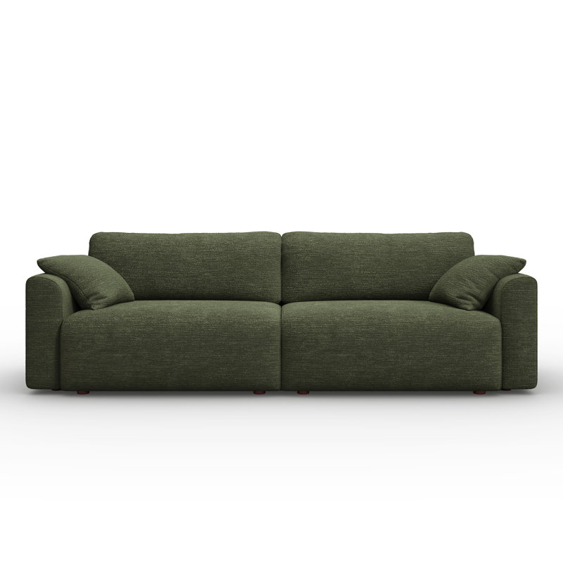 Canapé-lit rembourré Hamburg de 93 po (236 cm) avec rangement, vert, Green