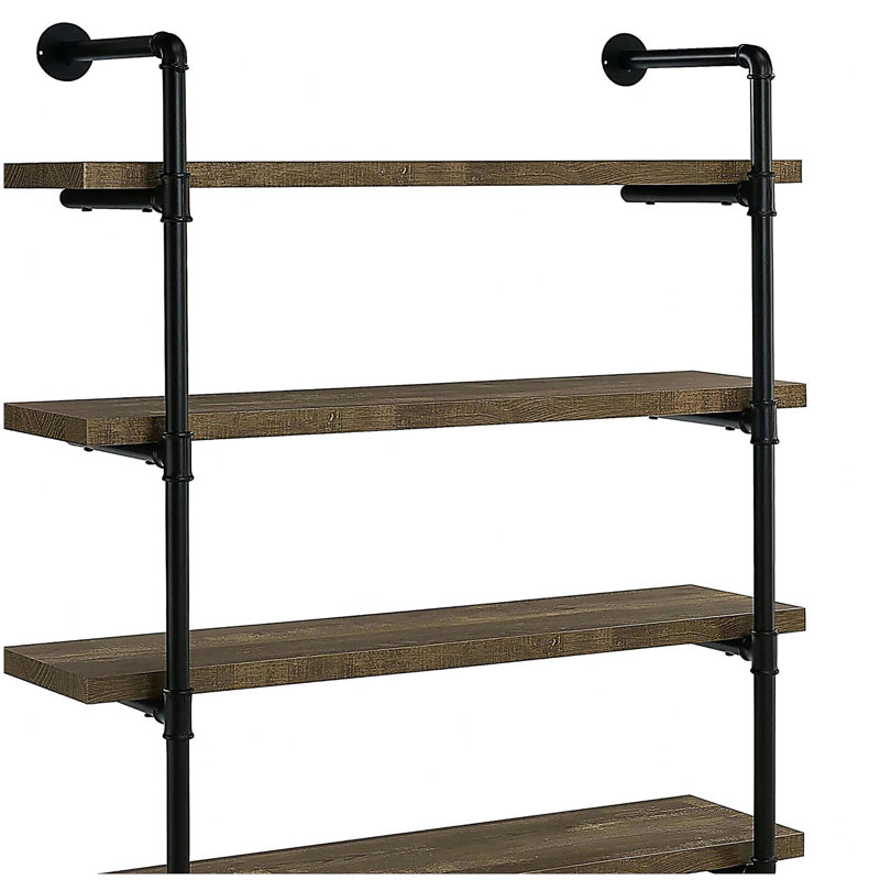 Black and retro oak 40-inch wall shelf, Black/Brown