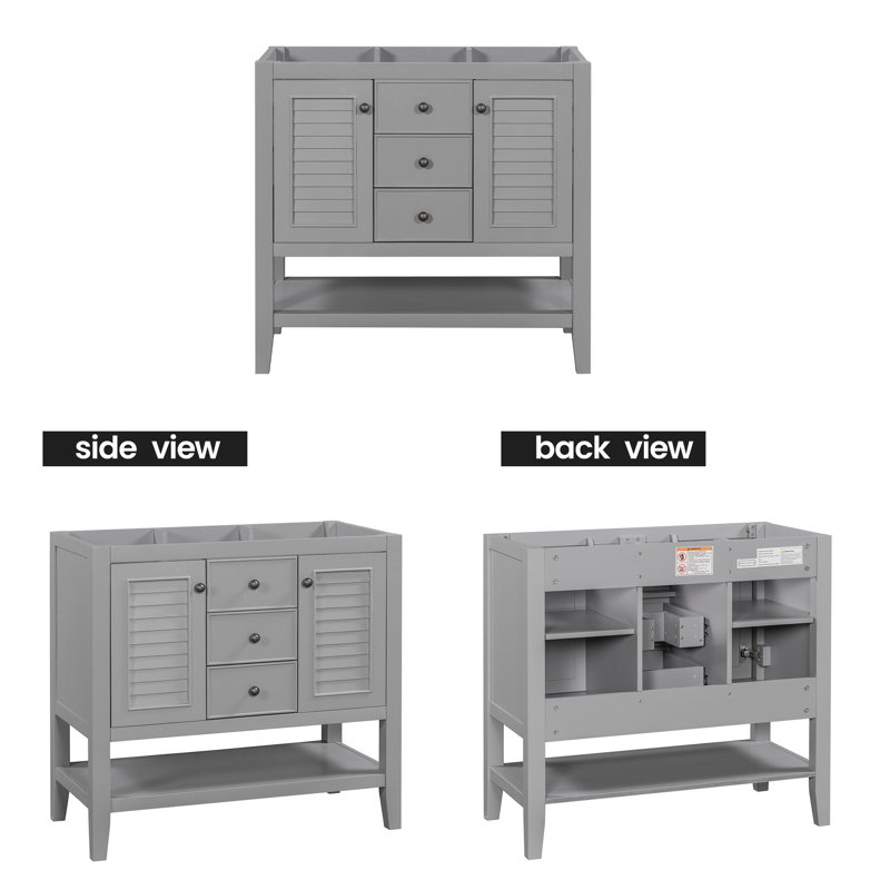 Base de meuble-lavabo simple 35 po seulement, gris