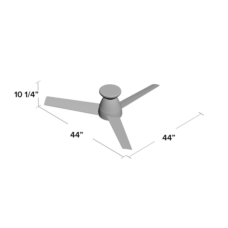 Tip Top 3 - Blade Smart Flush Mount Ceiling Fan with LED Light Kit and Bluetooth Remote Control Included Included, 3000K, 44"