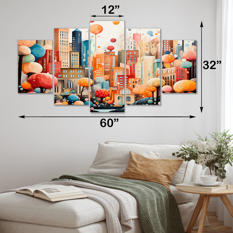 Popart Urban Cityscape III - Art mural multi-panneaux City Art Deco