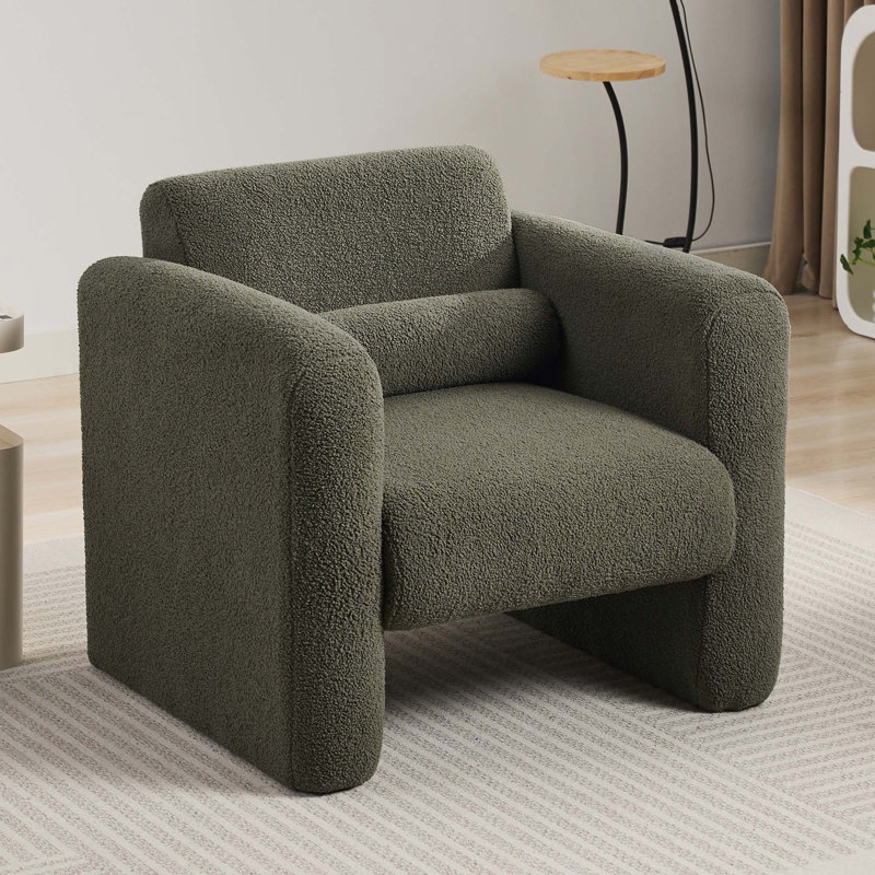 Chaise d'appoint en tissu Sherpa, Vert algue