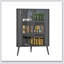 Armoire de rangement d'angle moderne à 3 niveaux avec portes en verre trempé, tablettes amovibles et structure en métal - Organisateur autoportant pour la salle de bain, la cuisine, la chambre à coucher, le salon ou les petits espaces