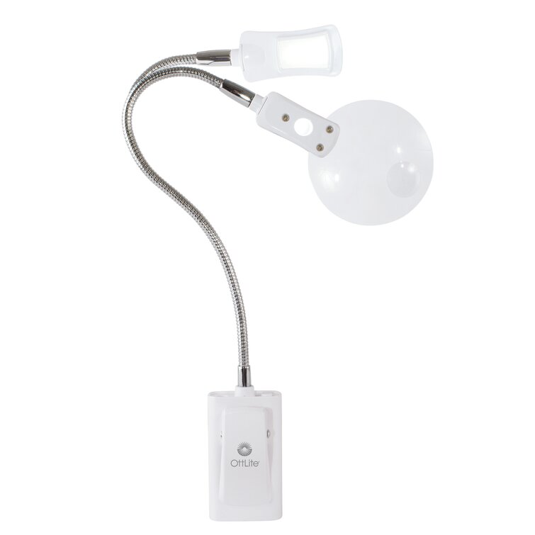 OttLite Ultimate 3-in-1 Craft Lamp, Built-in Outlet, Adjustable Neck,  Magnifier & Versatile Height
