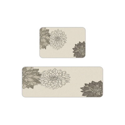 Dahlia croquis, 2 tapis de cuisine antidérapants