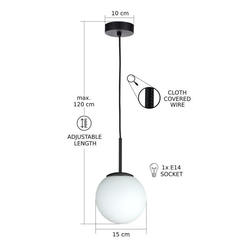 Bosie - Light Matte Black Pendant, 1