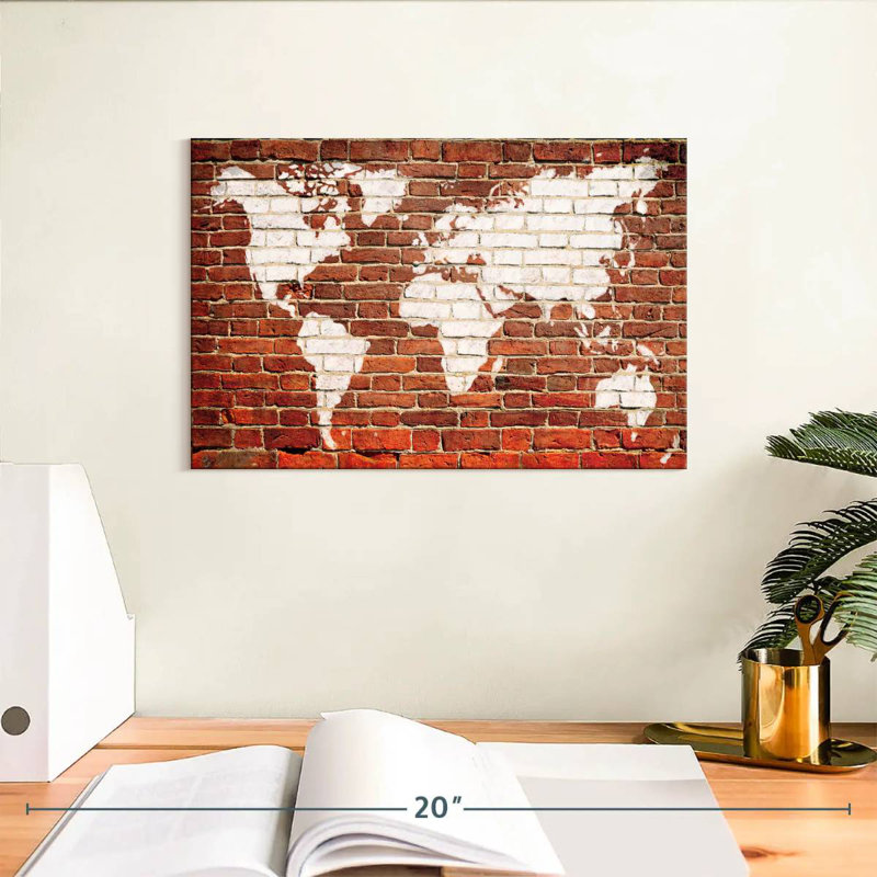 Aliaz World Map On Bricks, 8" H x 12" W