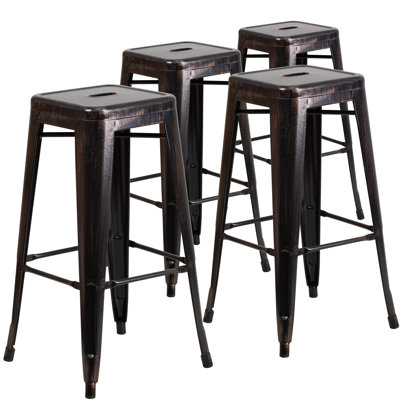 Commercial Grade Backless Metal Indoor-Outdoor Stool with Square Seat