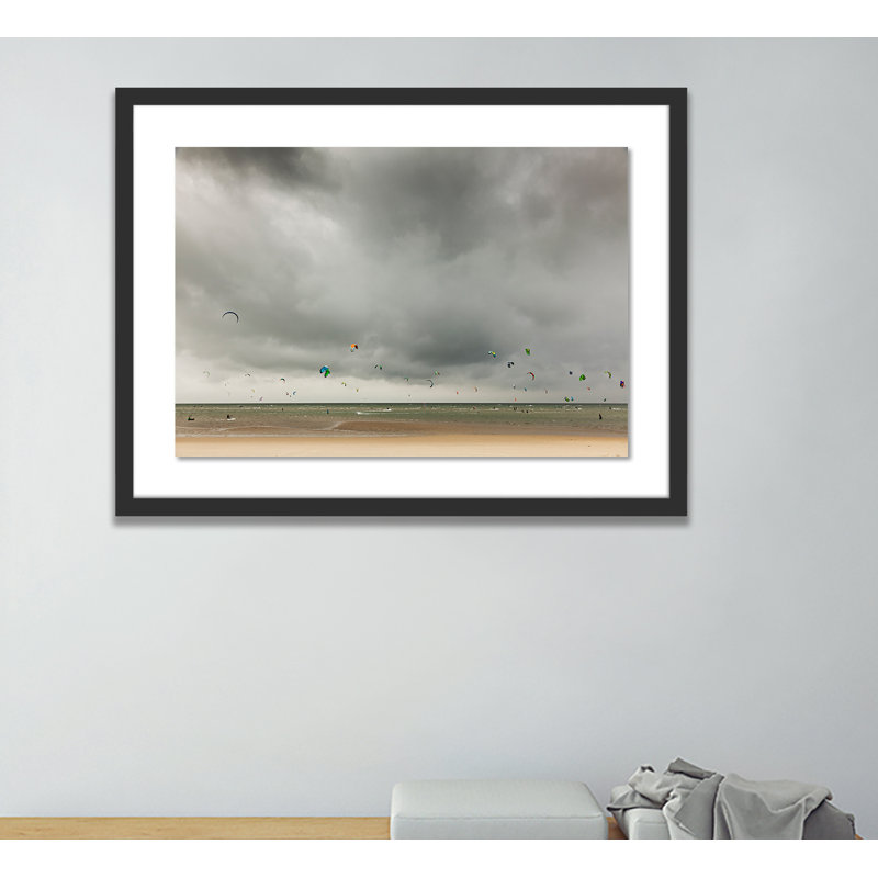 Kite Day Print by Jakob Wagner, 18" H x 24" W x 1.5" D, Black