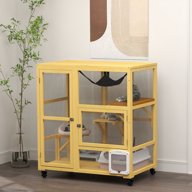  Maison de chat en bois pour chat à 3 niveaux