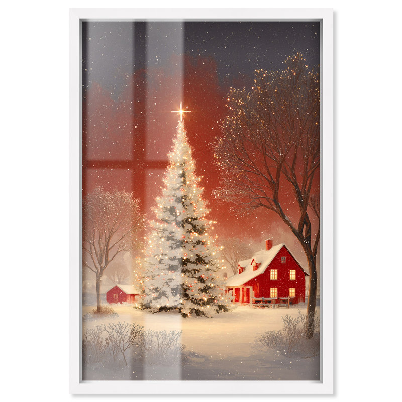 Décoration murale de Noël Winter Art Glow Shadowbox par Art Remedy, cadre noir, 11 x 16, H 46 po x l 31 po, Cadre blanc