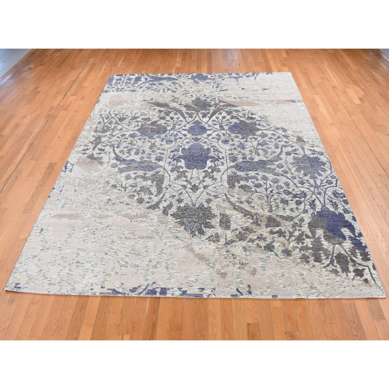 Tapis ivoire en laine noué à la main 9 pi x 11 pi 10 po A57180129AD341EE9D8BE8BC164EE149