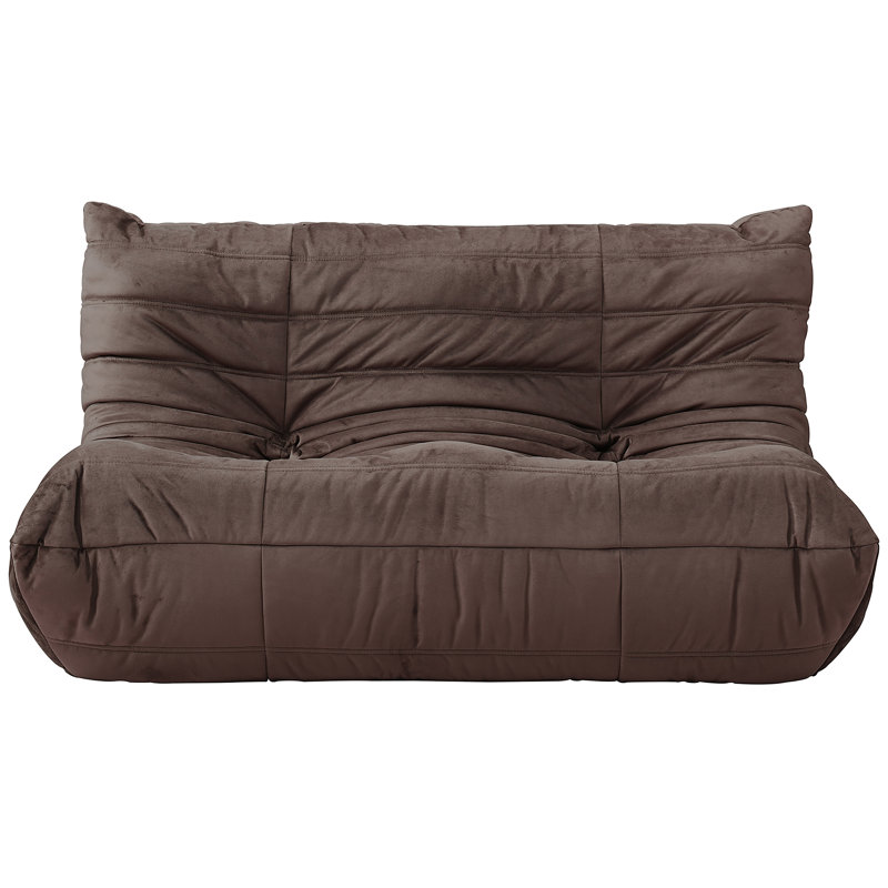 Causeuse rembourrée en velours 54,75 po Rachel, Velours brun