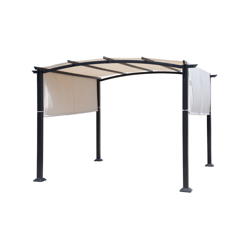 10x10 Ft Metal Arched Pergola with Adjustable Canopy – Outdoor Patio Structure for Backyard, Garden & Deck – Rust-Resistant Frame with Stylish Arch Design & Customizable Sun Shade