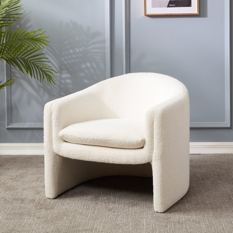 Pollman Upholstered Barrel Chair, Ivory Boucle