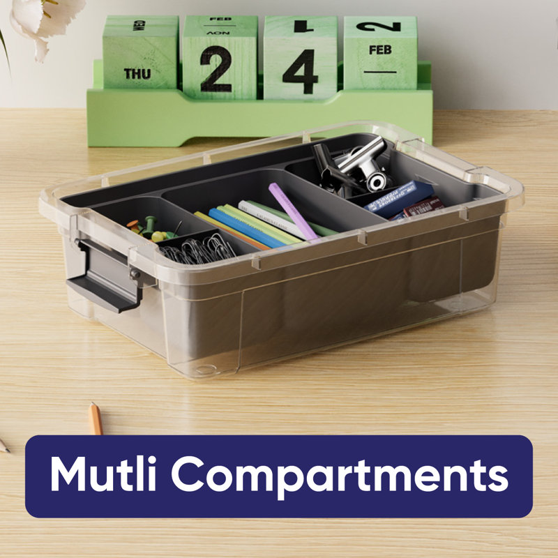  7.4 Qt. Clear Storage Bin with Lid, Plastic Organizing Storage Box for Home, 18 Pack, 7.4 qt